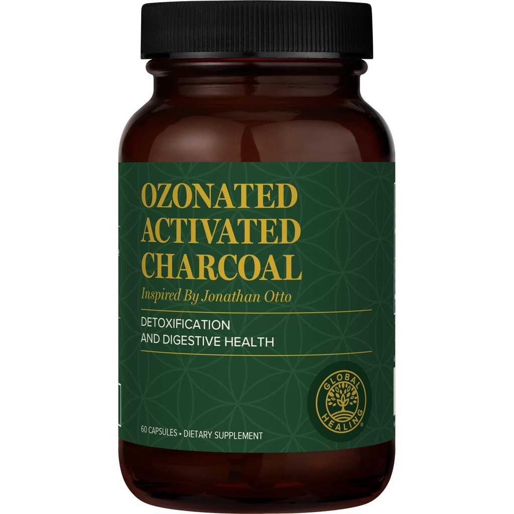 Global Healing Center - Ozonated ενεργοποιημένη σκόνη άνθρακα - Advanced Digestive Detox που προσροφά εσωτερικές μη επιθυμητές ενώσεις - Βοηθά στην ανακούφιση περιστασιακή αερίου δυσφορία - 60 ενεργοποιημένα χάπια άνθρακα