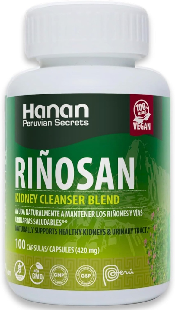 Riñosan Herbal Supplement – 100 κάψουλες με Chanca Piedra, Horsetail, Cat’s Claw, Stone Breaker – Παραδοσιακά Περού Βοτανικά για την υποστήριξη της ζωτικότητας και της ισορροπίας