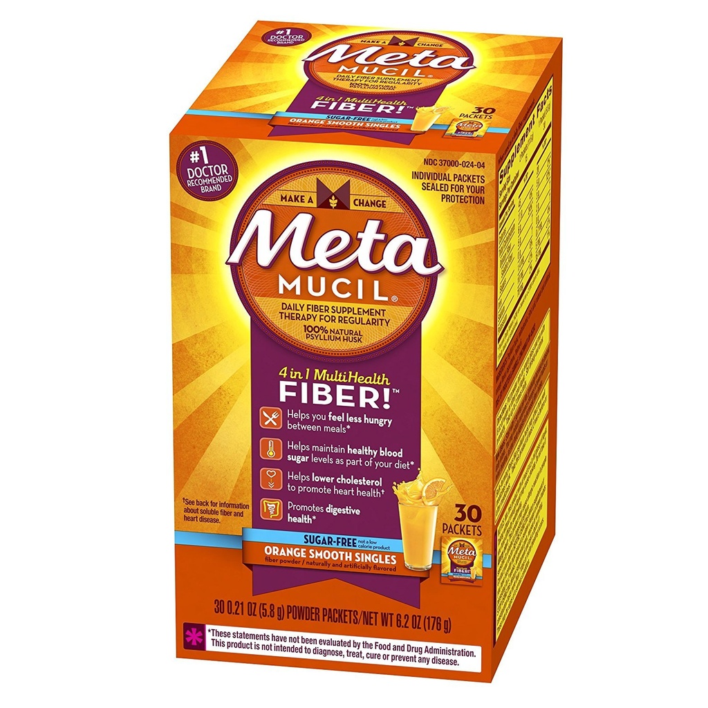 Metamucil Fiber Singles Smooth Texture Sugar Free Orange - 30 πακέτα