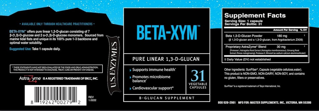 USAEnzymes U.S. Enzymes BETA-XYM 31 Καψάκια λαχανικών. Υποστηρίζει την υγεία της καρδιάς, την υγεία του παχέος εντέρου και την κανονικότητα Bowel καθώς και 31 κόμης (πακέτο του 1)