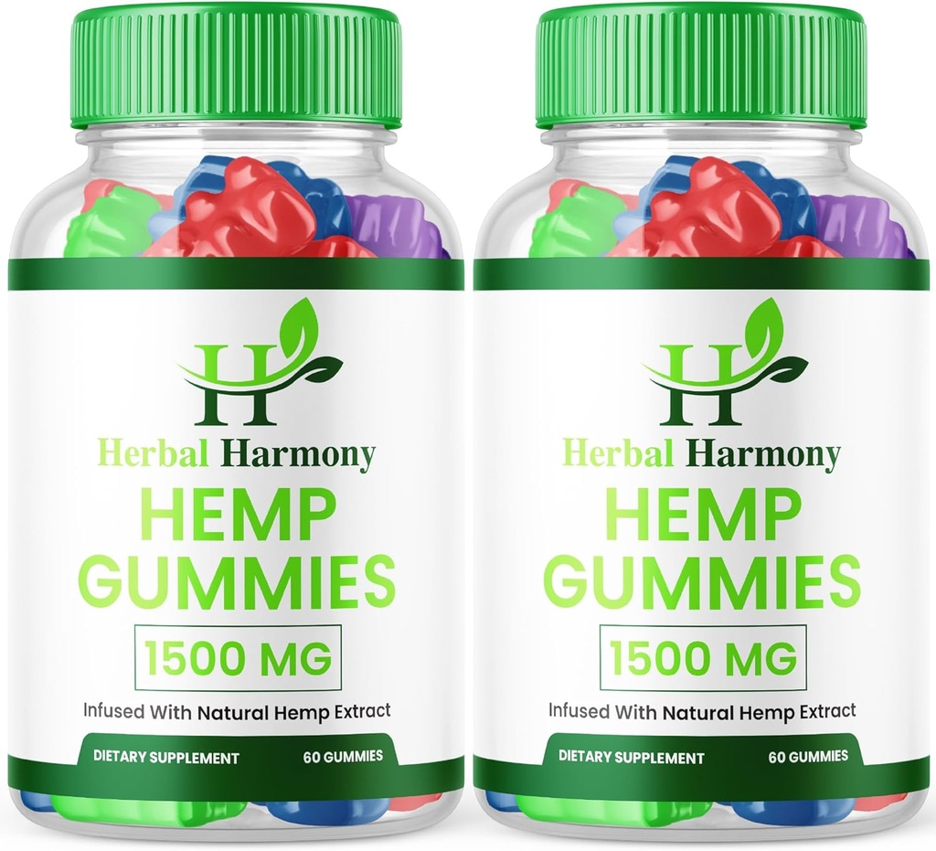 (2 Pack) Βότανο Αρμονία καννάβου Gummies - Επίσημη Φόρμουλα - Βότανο Αρμονία Gummies Μέγιστη απόδοση κάνναβης Blend Επιπλέον δύναμη, Μεγάλη γεύση 25mg ανά gummy, 1500mg ανά μπουκάλι νέο 2024 (120 Gummies)