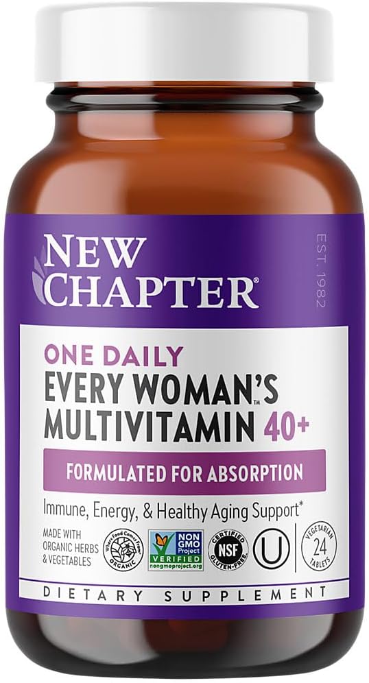 New Chapter Women's Multivitamin, Every Woman's One Daily 40+, Fermented with Probiotics + Vitamin D3 + B Vitamins + Organic Non-GMO Ingredients - 24 Count