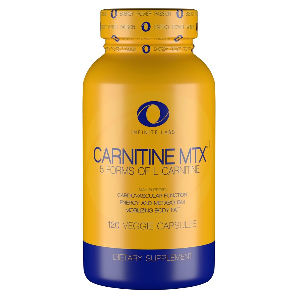 Infinite Labs L Carnitine 1000mg MTX - Amino Acid Blend of Carnitine Fumarate, L-Carnitine L-Tartrate, Acetyl L-Carnitine, L-Carnitine HCL, L-Carnitine Base 120 Veggie Caps.