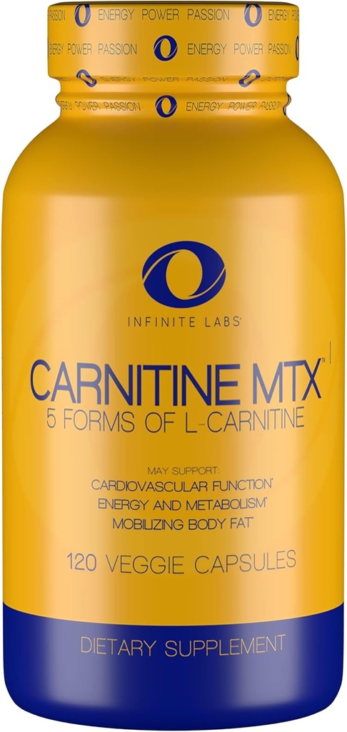 Infinite Labs L Carnitine 1000mg MTX - Amino Acid Blend of Carnitine Fumarate, L-Carnitine L-Tartrate, Acetyl L-Carnitine, L-Carnitine HCL, L-Carnitine Base 120 Veggie Capsules.