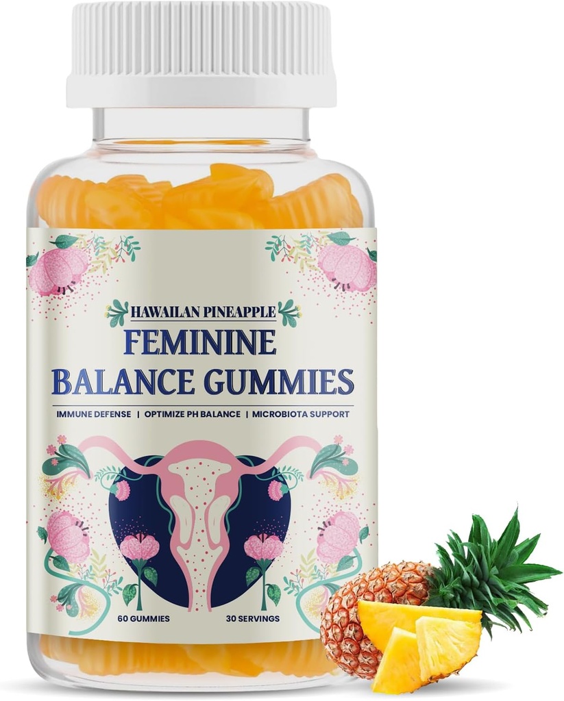 Γυναικείο Υπόλοιπο Gummies, Premium Ισορροπία Gummies - Χαβανέζικη Ανανάς, Υποστήριξη της Γυναικείας Υγείας & Ευεξίας, Ισορροπημένο pH, Βελτίωση του Ανοσοποιητικού, Vegan, Χωρίς Γλουτένη