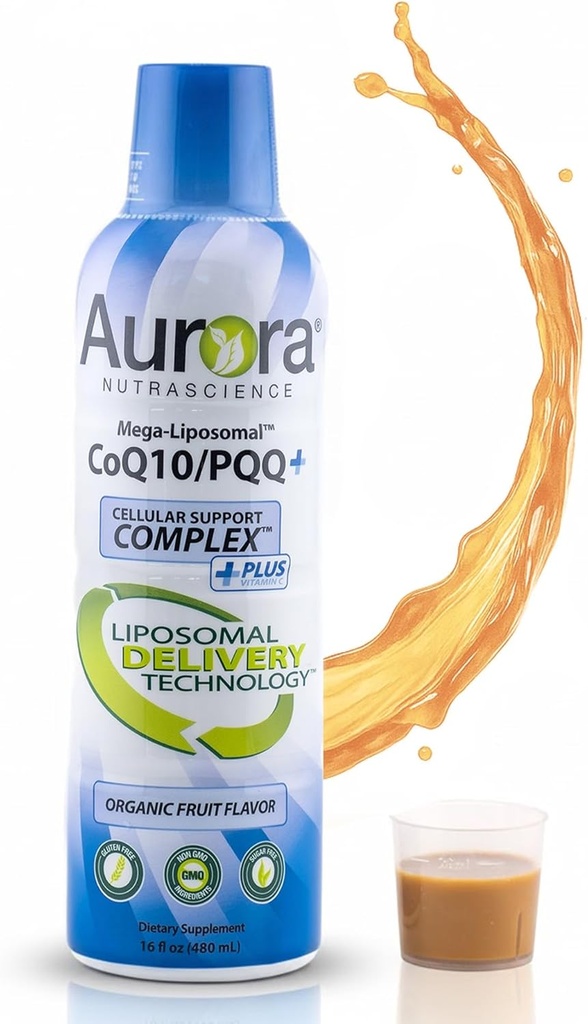 Aurora Nutrascience Mega-Liposomal CoQ10, PQQ & Βιταμίνη C, Ενέργεια και Κυτταρική Υποστήριξη, Χωρίς γλουτένη, Μη ΓΤΟ, Χωρίς ζάχαρη, Φράουλα, 32 Μερίδες, 16 fl oz