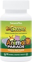 NaturesPlus Animal Parade KidGreenz, Tropical Fruit Flavor - 90 Animal-Shaped, Chewable Tablets - Συσκευασία των 2 - με Μπρόκολο & Σπανάκι - Χορτοφαγικά, Χωρίς Γλουτένη - 180 Σύνολο Σερβιέτες