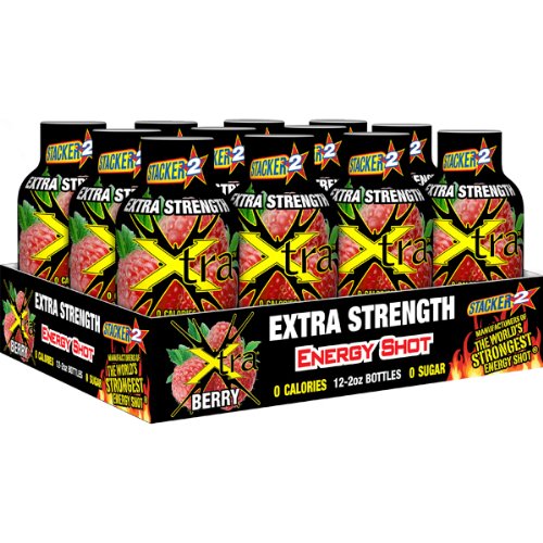 Stacker2 επιπλέον δύναμη ενέργειας πυροβοληθεί Berry Flavor 2oz. 12 Pak