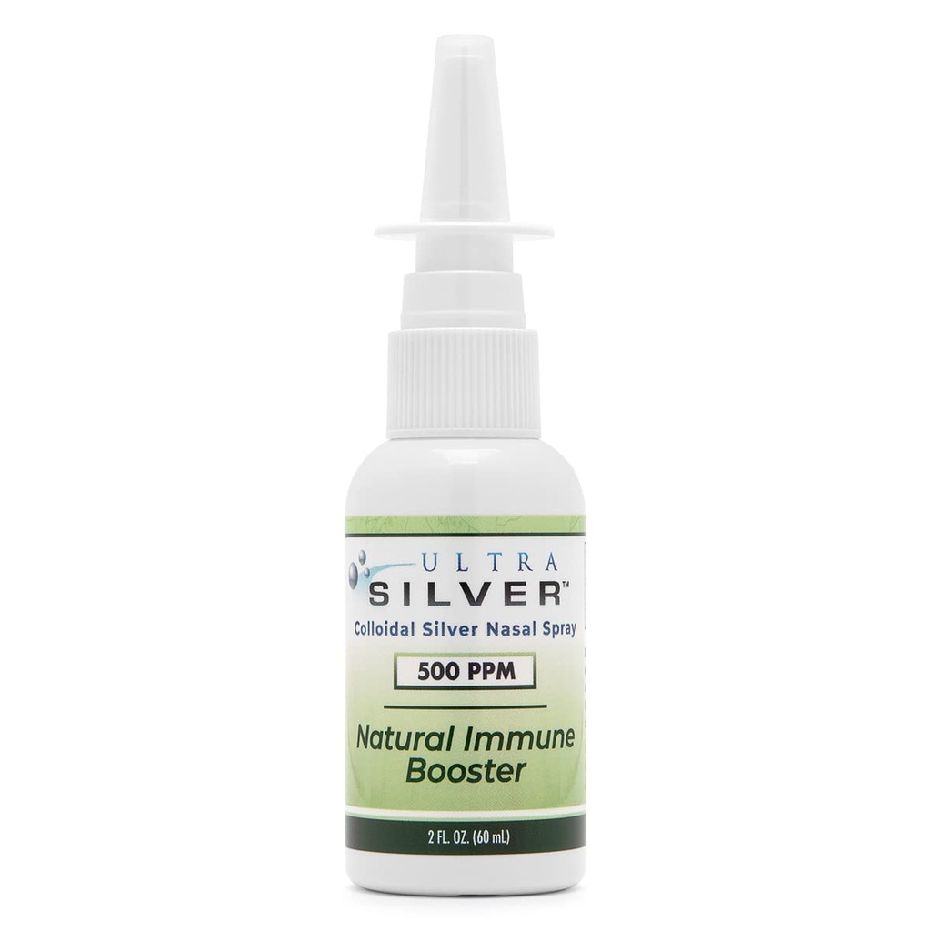 Ultra Silver ® Colloidal Silver Nasal Spray – Fine Mist Nasal Spray for Daily Nasal Cleansing & Moisturizing, Supports Sinus Comfort & Dryness Relief, 500 PPM, 2 fl oz (59 mL)