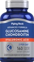 Piping Rock Glucosamine Chondroitin | 160 Caplets | with Hyaluronic Acid | Supplement for Women and Men | Advanced Formula | Non-GMO, Gluten Free