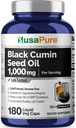 NusaPure Black Seed Oil 1,000 mg per Serving 180 Softgel Capsules (Non-GMO, Vegetarian) Cold-Pressed Virgin Nigella Sativa. Hexane Free