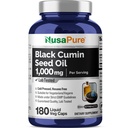 NusaPure Black Seed Oil 1.000 mg ανά Σερβίροντας 180 κάψουλες Softgel (Non-GMO, χορτοφαγικά) Ψυχρή Παρθένος Nigella Sativa. Ελεύθερο εξάνιο