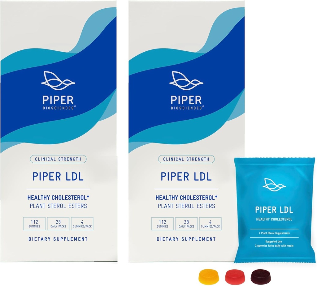 Piper LDL Cholesterol Health Plant Sterol Gummies: Φυτοστερόλες Cholesterol Supplement (2 Κουτιά, 224 Gummies)
