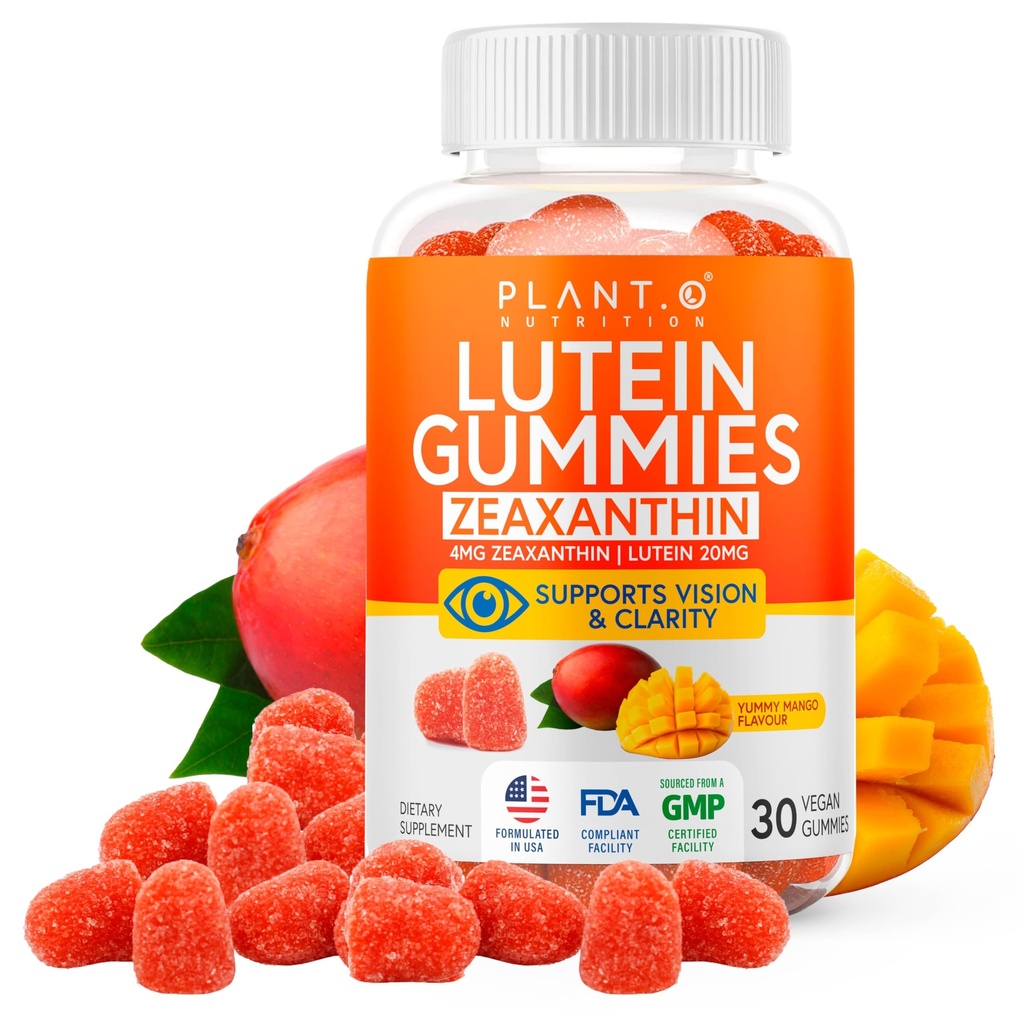 Lutein & Zeaxanthin Gummies - Delicious Vegan Eye Health Vitamins Clinically Studied 20mg Lutein and Zeaxanthin for Vision Clarity Dry Eye Relief and Blue Light Support