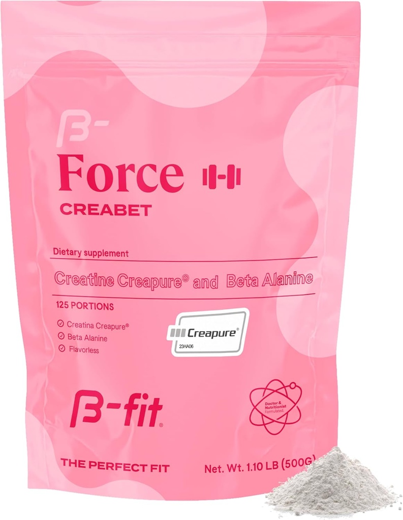 Creabet Creatine Monohydrate for Women - Creapure - Creatine Monohydrate Powder with Beta-Alanine 500g - Pre Processout Supplement - 125 Servings +4 Months Supply - Χωρίς άρωμα