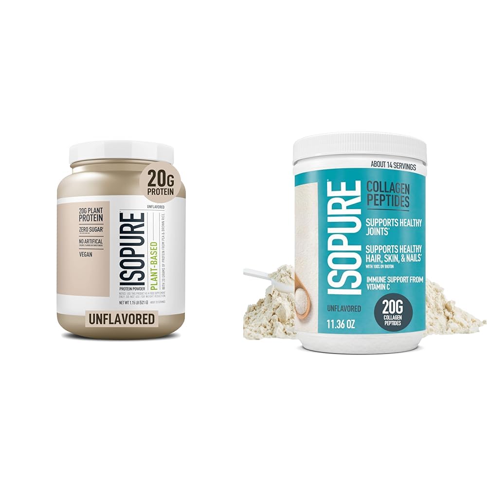 Δέσμη Isopire Αγευμένη Βιολογική Vegan Pea Protein Powder, Γαλακτοκομικά Χωρίς Αμινοξέα, 20 Σερβιέτες + Ισοπure Collagen Peptides Peptides Powder, 14 Σερβιέτες, Άγευστη, με Βιταμίνη C, με Βιοτίνη