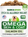Ωμέγα 3 για σκύλους και γάτες - 180 Fish Oil Treats for Dog Shedding, Skin Allergy, Itch Relief, Hot Spots Θεραπεία - Κοινή Υγεία - Skin and Coat Συμπλήρωμα - EPA & DHA Λιπαρά Οξέα - Λάδι σολομού - Μπέικον