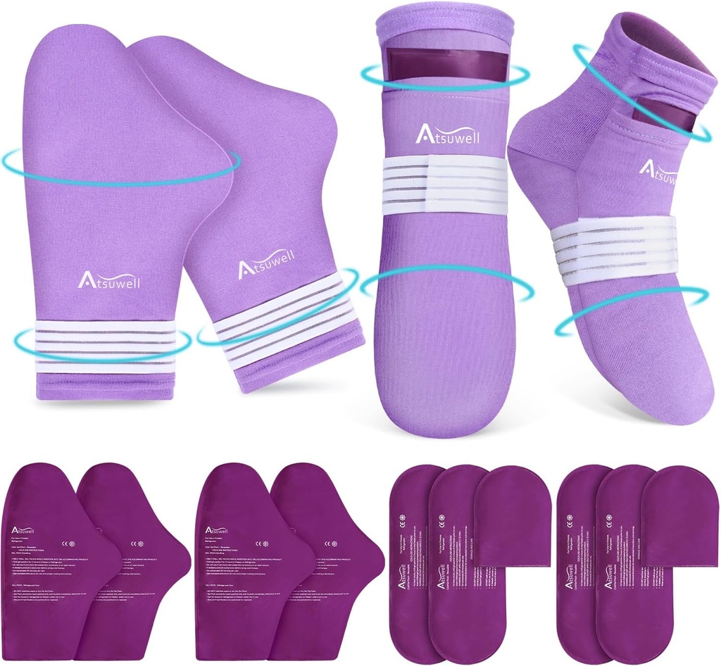 Atsuwell Foot Hand Ice Pack για Χημειοθεραπεία, Χημικά Κρύα Γάντια και Κάλτσες για Νευροπάθεια, Κάλτσες Ψυχρής Θεραπείας και Ψυχρά Γάντια Είδη άνεσης για Καταπραϋντική Δυσφορία, Chemo Care Package Gift, L/XL