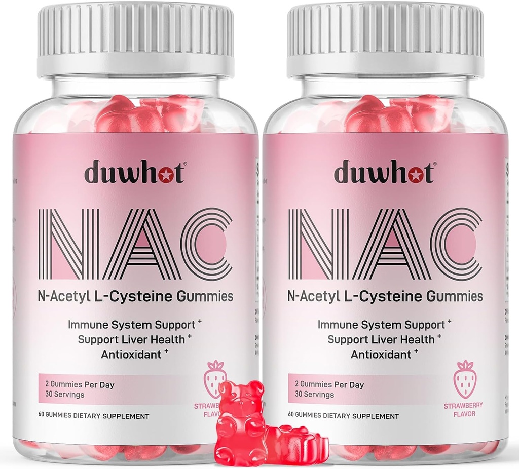 NAC Gummies 600mg, N Acetyl Cysteine Supplement NAC Chewable for Antioxidants & Immune Support, Lung & Liver Health, Natural Strawberry Flavor, 120ct