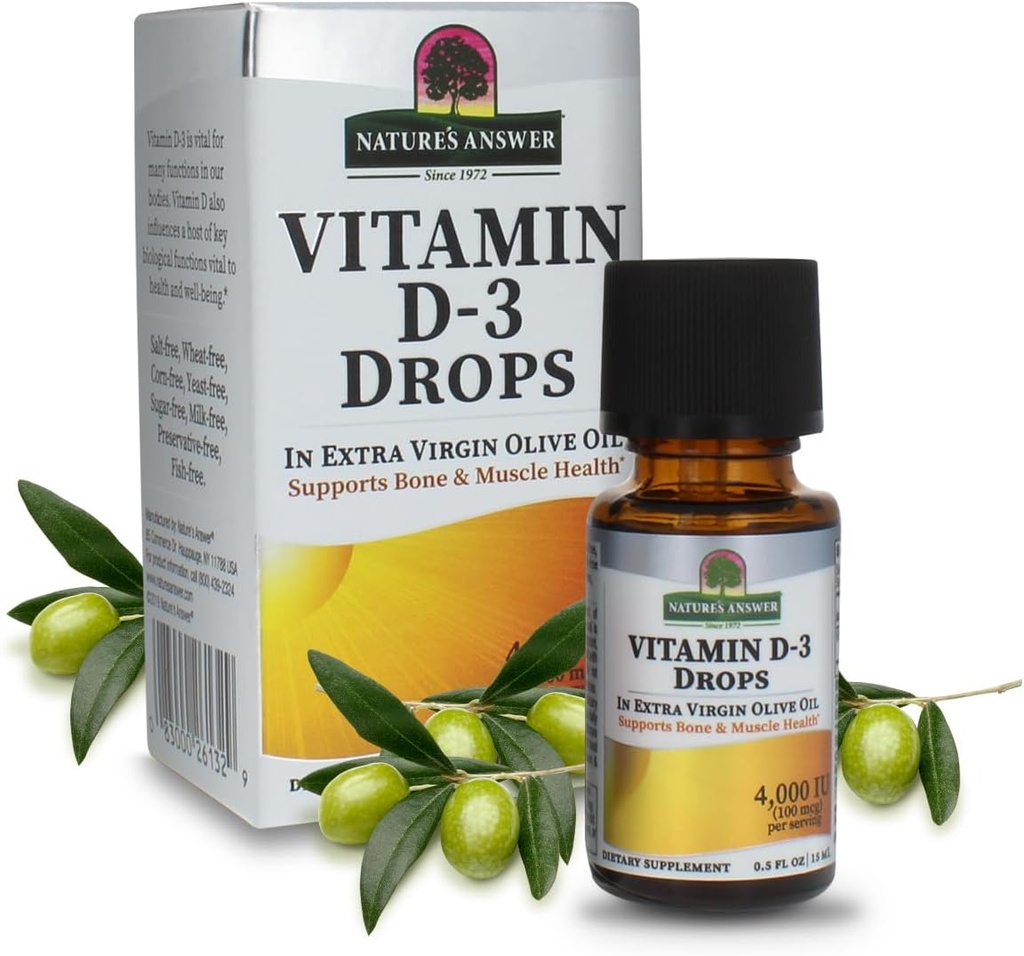 Natures Απάντηση Platinum Βιταμίνη D3 4000 IU Συμπλήρωμα Υγρής Σταγόνας, 0. 5 Ουγγιά - 2 ανά περίπτωση. 