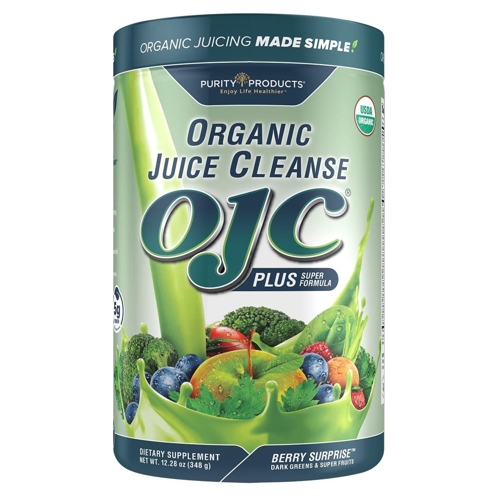 Purity Products Certified Organic Juice Cleanse OJC Plus Berry Surprise - 30+ Organic Veggies and Fruits - 5 Grams of Fiber - Promotes Energy and Digestive Function - 12.28 oz - 348 g - 30 Servings