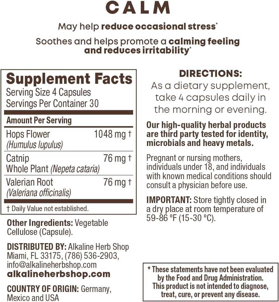 Αλκαλικό Κατάστημα Βότανων Ηρεμία Συμπλήρωμα 120 Κάψουλες (Happy Mood)