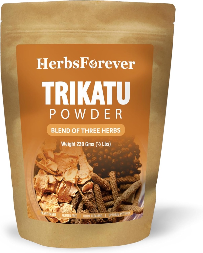 HerbsForever Trikatu Churna Powder – Ayurvedic Herbal Blend for Digestive Support & Vata Balance, Non-GMO, Vegan, 230g | Natural Wellness Supplement