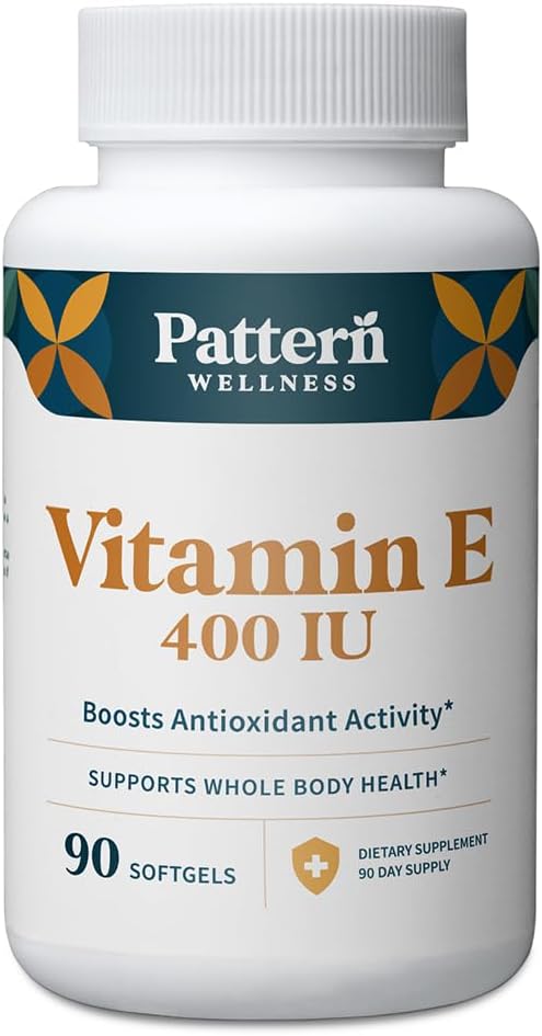 Pattern Wellness Vitamin E 400 IU Supplement - Ενισχύει την Αντιοξειδωτική Δραστηριότητα - Υποστηρίζει την Υγεία ολόκληρου του σώματος - Καταπολέμηση της Κυτταρικής Ζημιάς - 3ο Εργαστήριο Κόμμα Δοκιμασμένο - 90 Μαλακά Γέλη