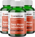 Άπειρη Ηλικία 3 Πακέτο των 1250mg Sea Moss Advanced Superfood Κάψουλες, 180 Count - High-Potency, Vegan, Made in The USA - Irish Seamoss, Bladderwrack, Burdock Root - Συνολική Υγεία, Ανοσία Υποστήριξη