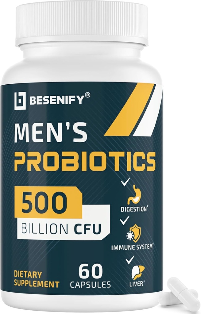 Probiotics για τους άνδρες, 500 δισεκατομμύρια CFUs & 12 Strains, Ανδρικό Probiotic με Turmeric, Cranberry, Goji - Probiotics για Digestive Health, Immune, Stomach, Bloating & Gut Health for Men, 60 Pro Biotics Caps