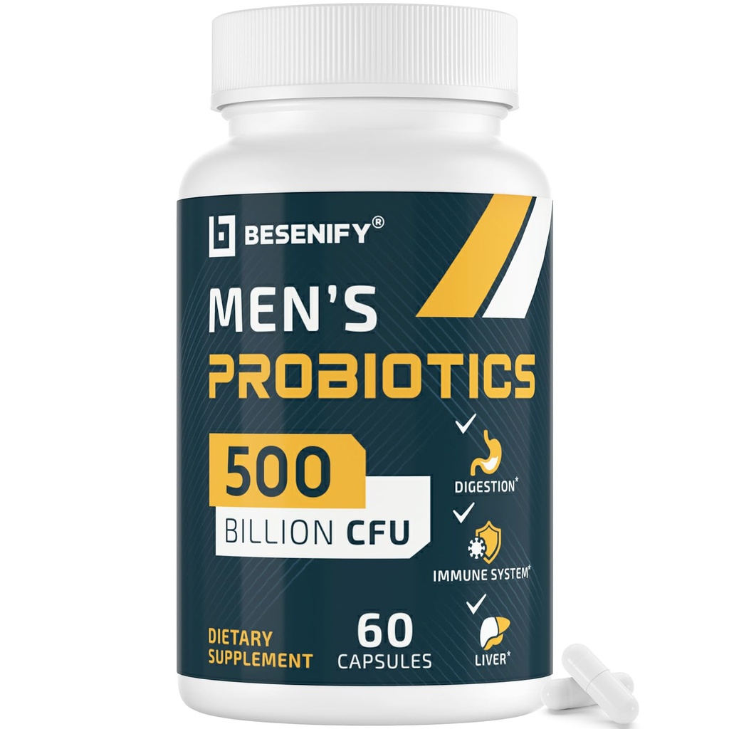 Probiotics για τους άνδρες, 500 δισεκατομμύρια CFUs & 12 Strains, Ανδρικό Probiotic με Turmeric, Cranberry, Goji - Probiotics για Digestive Health, Immune, Stomach, Bloating & Gut Health for Men, 60 Pro Biotics Caps