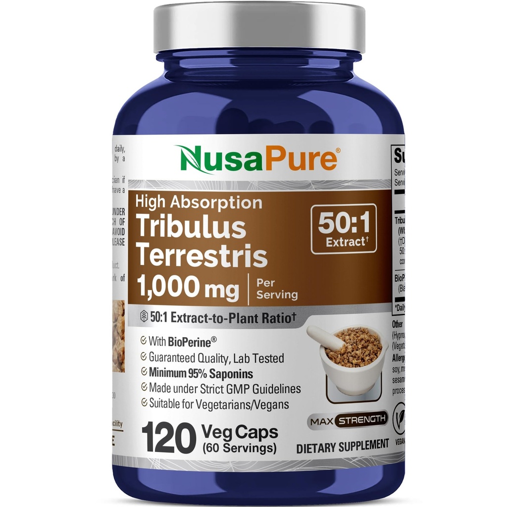 NusaPure Tribulus Terrestris, 1000 mg, 120 Veg Capsules (Non-GMO, Vegan)