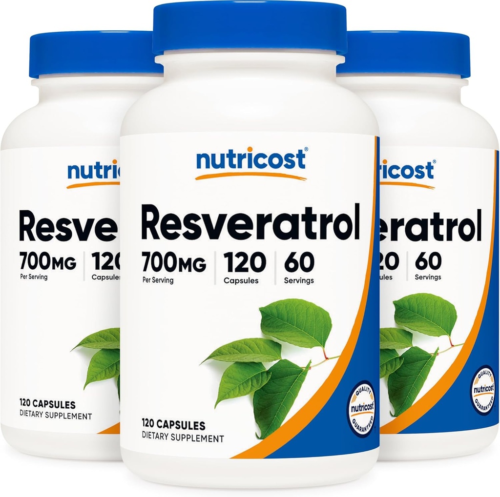 Nutricost Resveratrol 700mg; 120 κάψουλες λαχανικών - 50% Trans-Resveratrol (3 φιάλες)