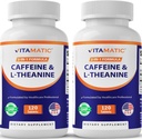 Vitamatic Caffeine Pills with L-Theanine – 300 mg Per Tablet – 120 Vegetarian Tablets (Pack of 2, Total 240 Tablets)