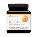Youtheory K2D3 - Υποστήριξη για την υγεία των οστών και της καρδιάς - Συνδυάζει βιταμίνη D3 & βιταμίνη K2 - Γαλακτοκομικά, χωρίς σόγια και γλουτένη - 60 κάψουλες χορτοφάγων