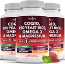 NEW AGE COQ10 200mg Red Yeast Rice Omega 3-6-9 Magnesium Complex Zinc Vitamin K2 D3 - Βιταμίνες υποστήριξης για γυναίκες και άνδρες με βιταμίνη Β3, Coenzyme Q10-180 Count