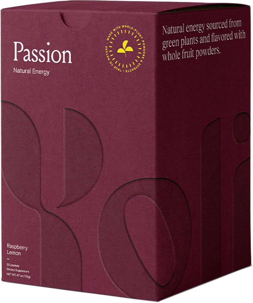 Yoli® Passion Energy Drink Powder Mix - Natural Energy Drink Mix for Endurance and Stamina, 30 Packets - Raspberry Lemon