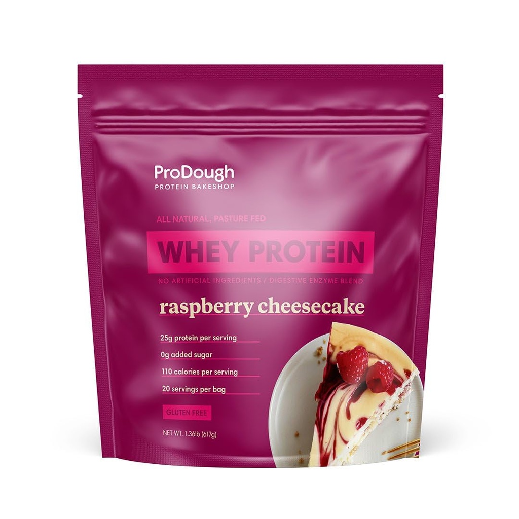 ProDough Gourmet Whey Isolate Hydrolized Protein Powder for Shake Mix- Easy Digest Enzyme Blend, 25g πρωτεΐνη ανά σερβίροντας, φυσικά συστατικά, χωρίς γλουτένη, Keto Friendly (Rasberry Cheesecake)