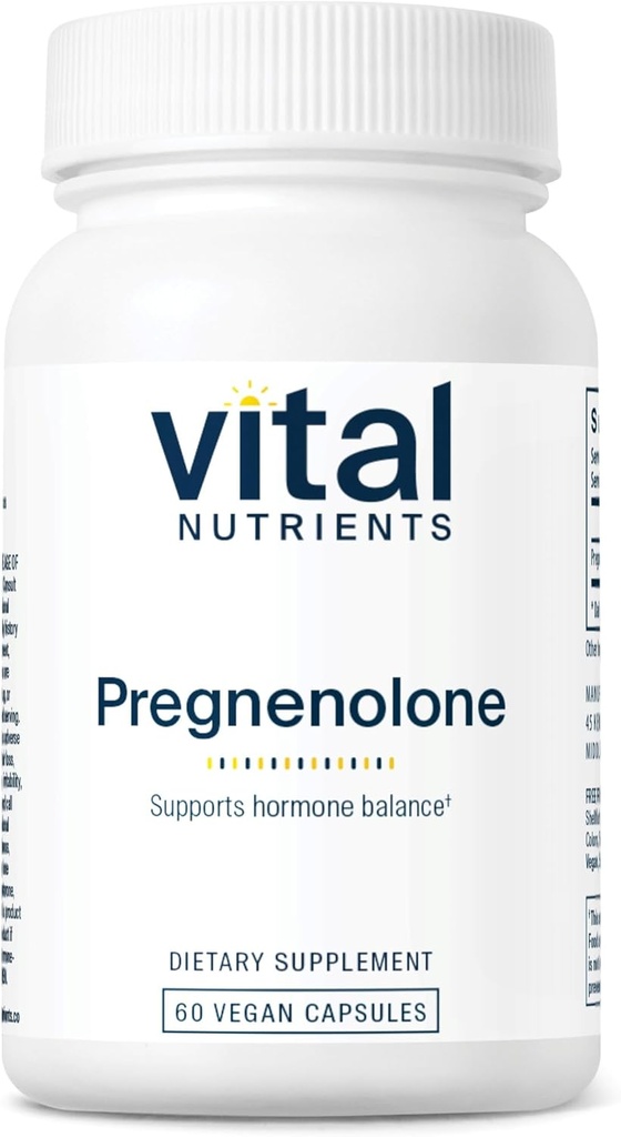 Vital Nutrients - Pregnenolone - Υποστηρίζει τη διάθεση, τη μνήμη και την ανοσοποιητική λειτουργία - 60 κάψουλες χορτοφάγων ανά φιάλη - 10 mg