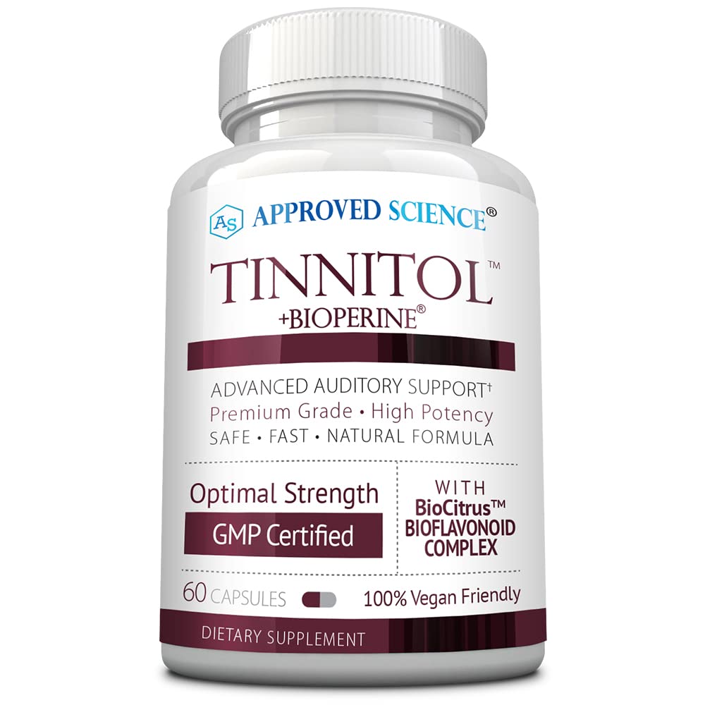Εγκεκριμένη επιστήμη Tinnitol - Εμβοές συμπλήρωμα υποστήριξης - Ease Ringing in The Ears - Boost Inner Ear Health - 60 κάψουλες - Made in The USA