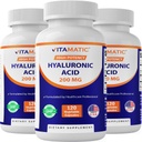 Vitamatic 3 Pack Hyaluronic Acid Συμπληρώματα 200mg - Υποστηρίζει υγιή συνδετικό ιστό και αρθρώσεις - Προώθηση Νεανικού Υγιεινού Δέρματος - Σύνολο 360 κάψουλες