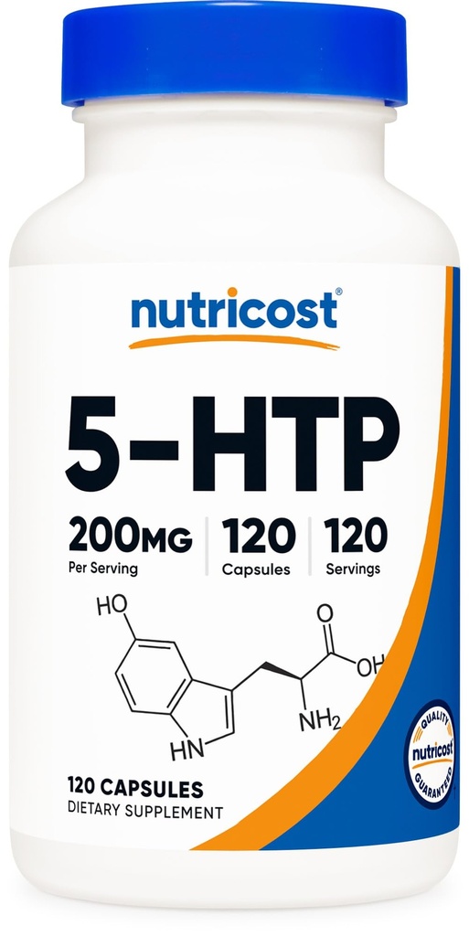 Nutricost 5-HTP 200mg, 120 κάψουλες χορτοφάγων (5-υδροξυθρυπτοφάνη) - Μη ΓΤΟ & Χωρίς γλουτένη