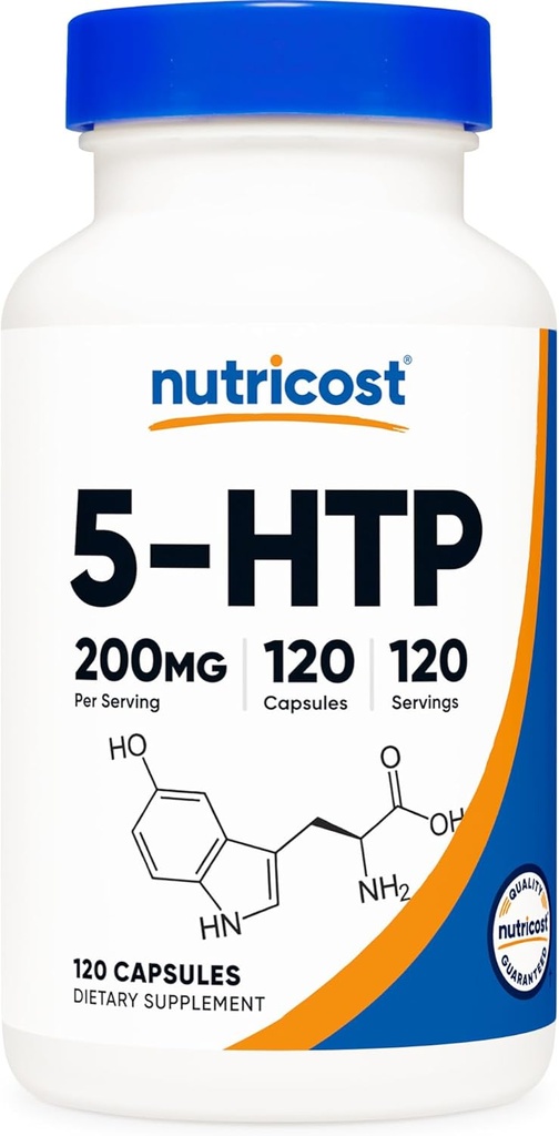 Nutricost 5-HTP 200mg, 120 Vegetarian Capsules (5-Hydroxytryptophan) - Non-GMO & Gluten Free