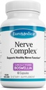 EuroMedica Nerve Complex - Βότανο συμπλήρωμα με Βιοενεργή βιταμίνη Β12 - Συμπληρώματα Υποστήριξης Κυκλοφορίας & Νεύρων - Κάψουλες Vegan με Boswellia Serrata - 60 Κάψουλες