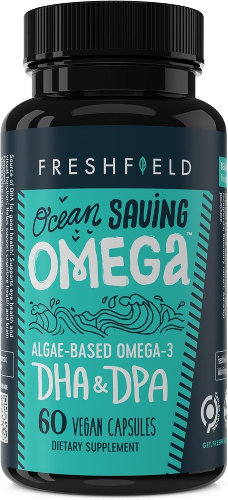 Ocean Saving Omega, Algae Omega 3, DHA Supplement, 2-Month Supply, Sustainablely Soured, Highest Levels of DHA ανά κάψουλα (440 mg), w/DPA