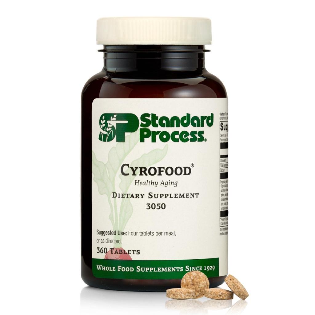 Standard Process Cyrofood - Healthy Γήρανση συμπλήρωμα υποστήριξης - Συμπλήρωμα διατροφής με Bovine Adrenal, Reishi Mushroom Powder, Organic Carrot & More - Ολόκληρο συμπλήρωμα διατροφής - 360 δισκία