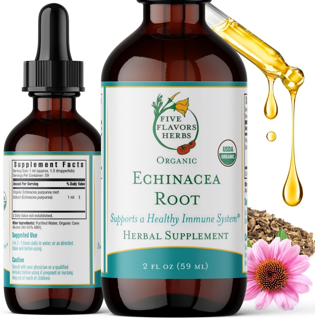 Χρώμα ρίζας Echinacea - Υποστήριξη ανοσοποιητικού συστήματος, για τσιμπήματα, τσιμπήματα & πληγές, γαλακτώδη βρώμη, βοτανικό συμπλήρωμα - 2 Fl Oz