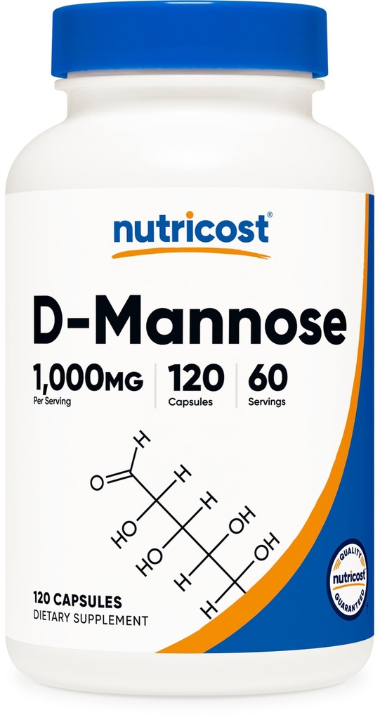 Nutricost D- Mannose 1000mg ανά υπηρεσία, 120 κάψουλες - 500mg ανά κάψουλα, ουρολοίμωξη, μη ΓΤΟ και χωρίς γλουτένη