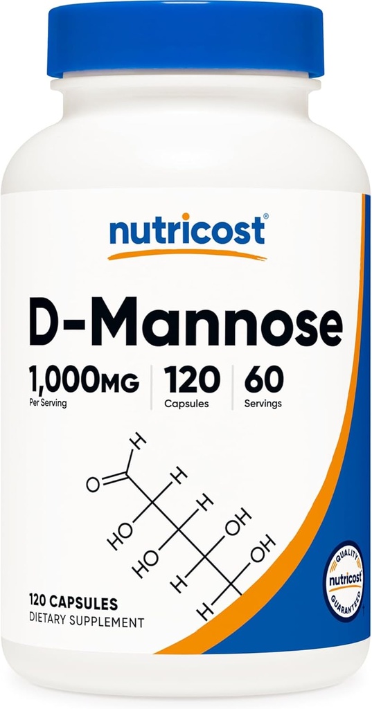Nutricost D- Mannose 1000mg ανά υπηρεσία, 120 κάψουλες - 500mg ανά κάψουλα, ουρολοίμωξη, μη ΓΤΟ και χωρίς γλουτένη