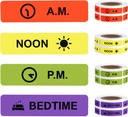 Medicine Stickers Οδηγίες φαρμακευτικής ετικέτας Μόνιμη ετικέτα χαρτιού AM NOON PM Ώρα κρεβατιού για το Pill Planner περίπτωση 0.4 * 1.6inch (500 ανά Roll 4 Pack)